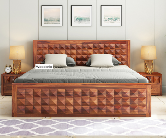 Solid Sheesham Wood Bed without Storage for Bedroom | Solid Wood Double Bed Cot (Without Bedside)