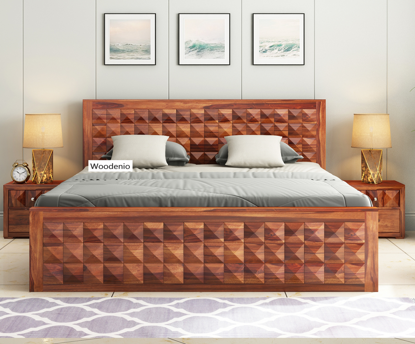 Solid Sheesham Wood Bed with Storage for Bedroom | Solid Wood Double Bed Cot (Without Bedside)