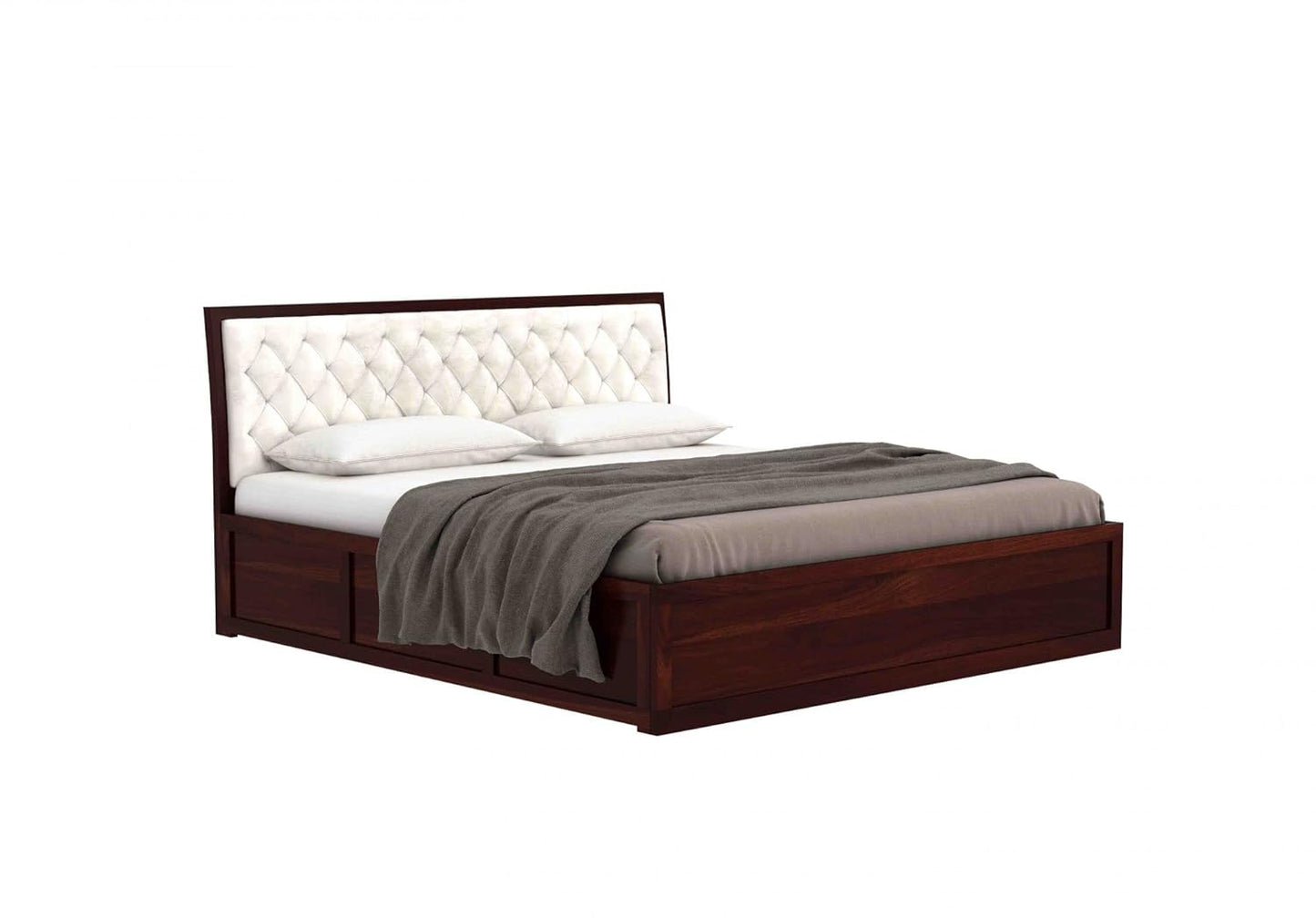 Weehom Solid Sheesham Wood Bed with Hydraulic Storage for Bedroom | Solid Wood Double Bed Cot (Without Bedside)