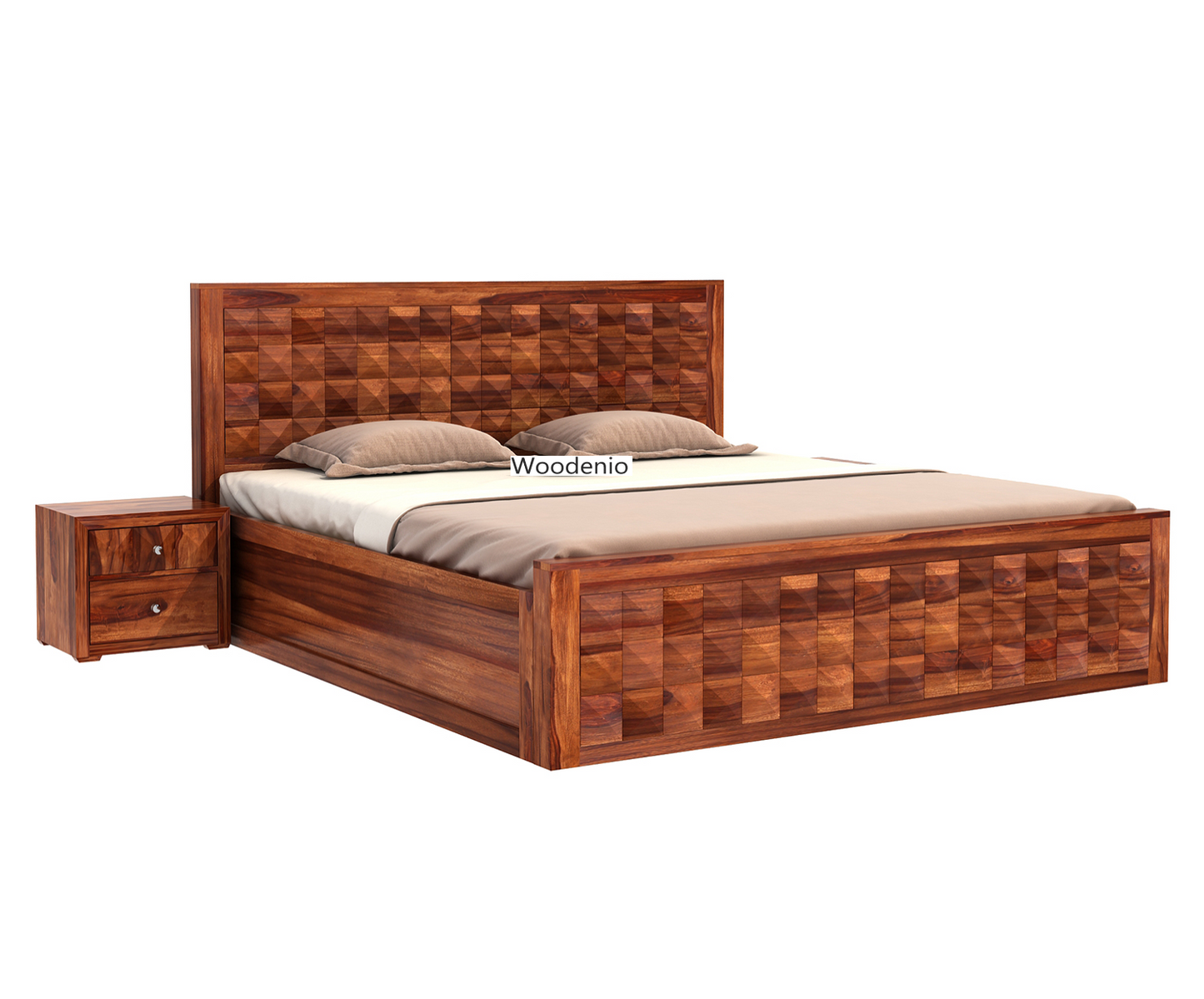 Solid Sheesham Wood Bed with Hydraulic Storage for Bedroom | Solid Wood Double Bed Cot (Without Bedside)