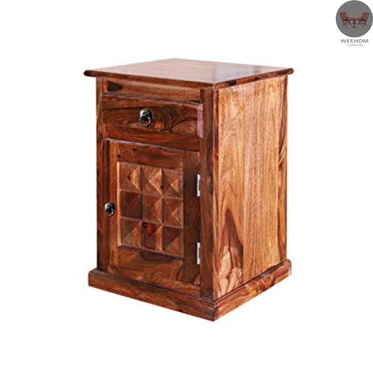 Diamond Solid Wood Sheesham Bedside With 2 Self & 1 Drawer for Bedroom, Living Room, Office | Honey Finish