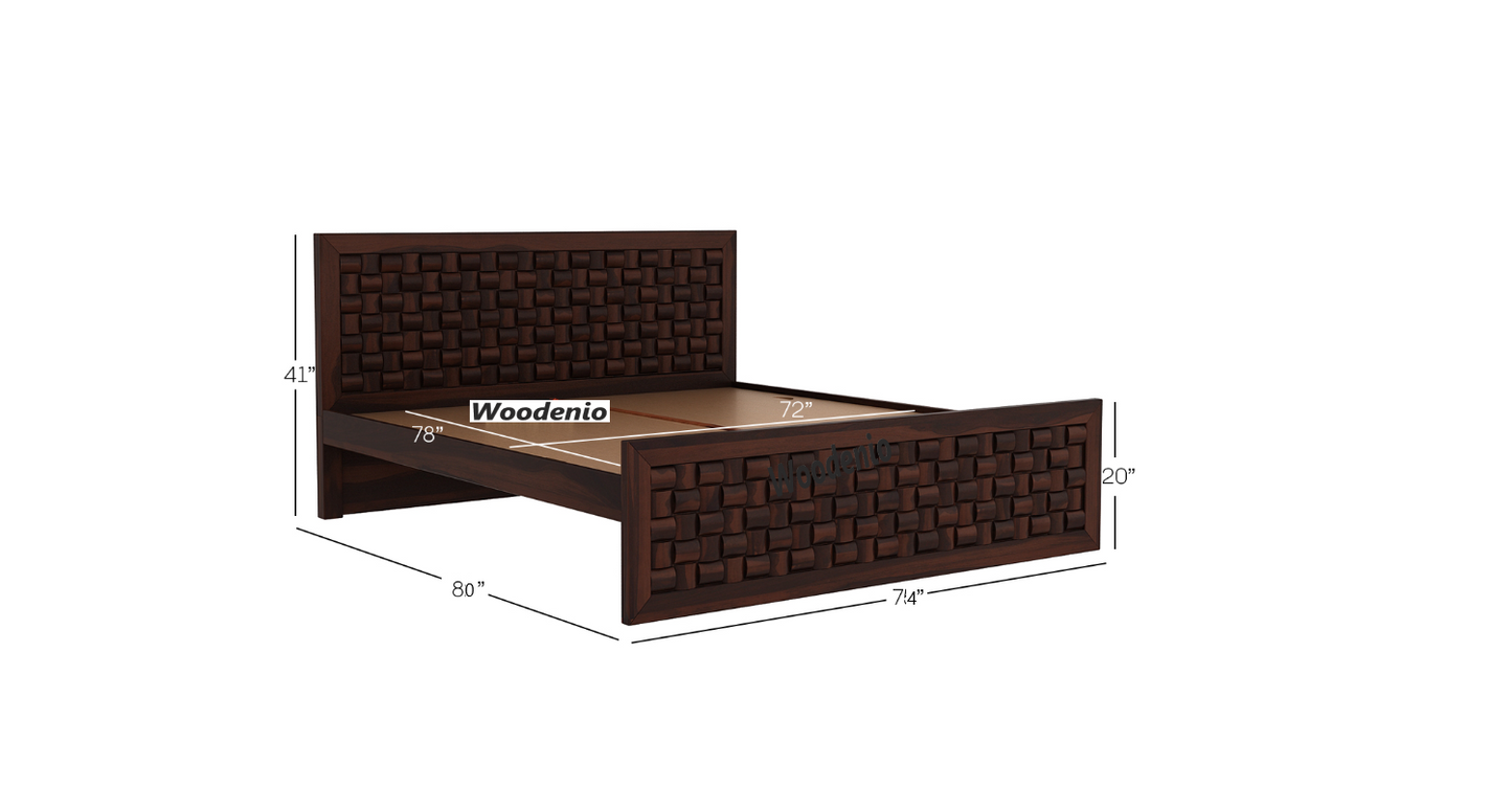 Weehom Furniture Niwar Solid Wood Sheesham Bed / Cot - Without Storage