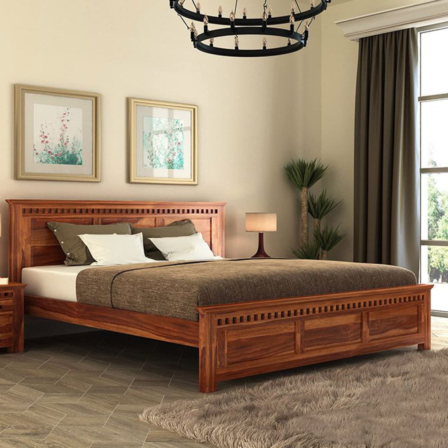 Weehom Furniture - Kuber Solid Wood Sheesham Bed | Without Storage