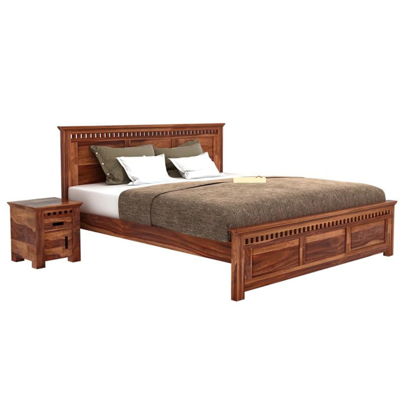 Weehom Furniture - Kuber Solid Wood Sheesham Bed | Without Storage