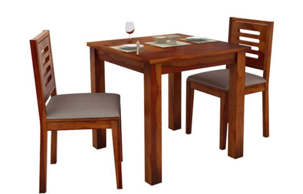 WeeHom Furniture Urban 2 Seater Sheesham Wood Dining Set with 2 Cream Cushion Chairs