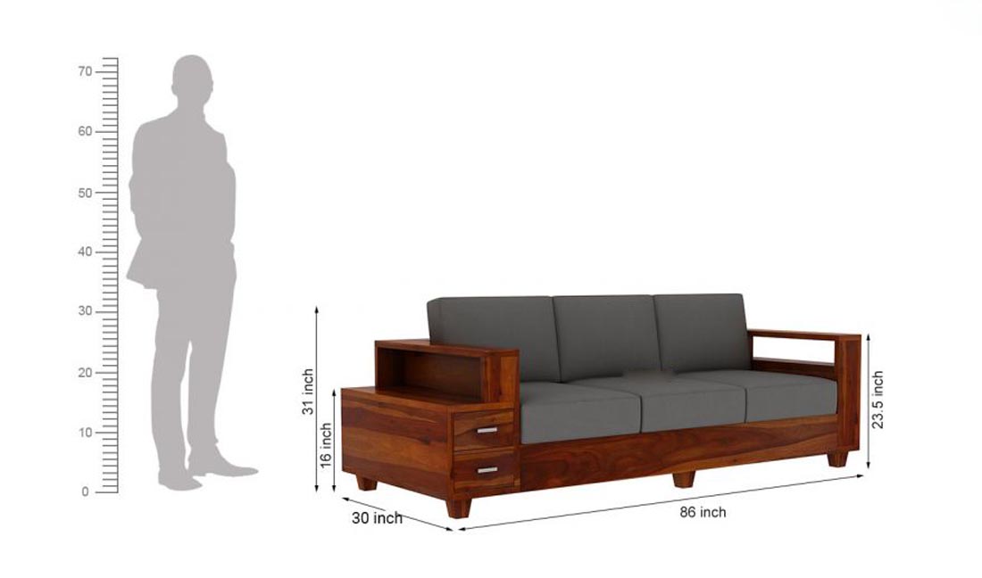 Weehom Furniture Mukharjee Solid Wood Sheesham Sofa Set With Side Storage